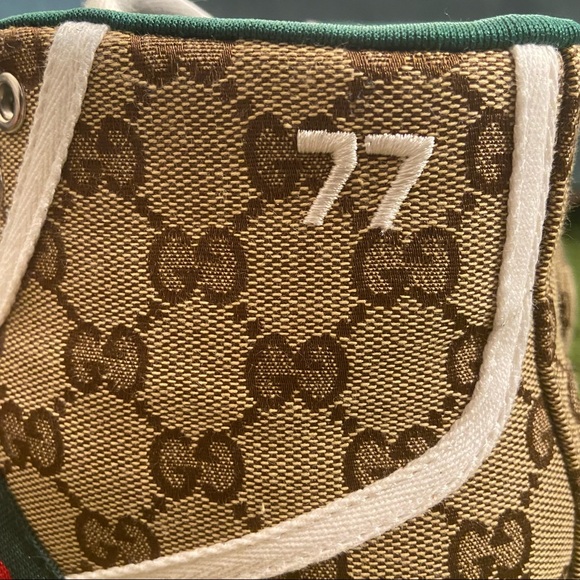 🟩🟥🟩 Gucci High-Top Tennis 77’ Shoes! WOW 🔥! Men sz 7.5 - Picture 8 of 14